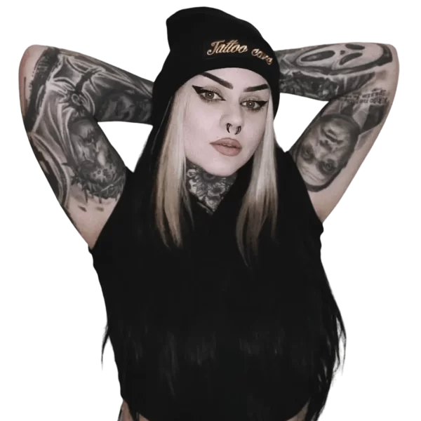 Stylová ohrnovací zimní čepice Tattoo Care - Obrázek 2